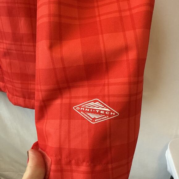 Columbia Interchange Women’s 3X Omni Tech Waterproof Breathable Red Plaid Jacket - Picture 3 of 13